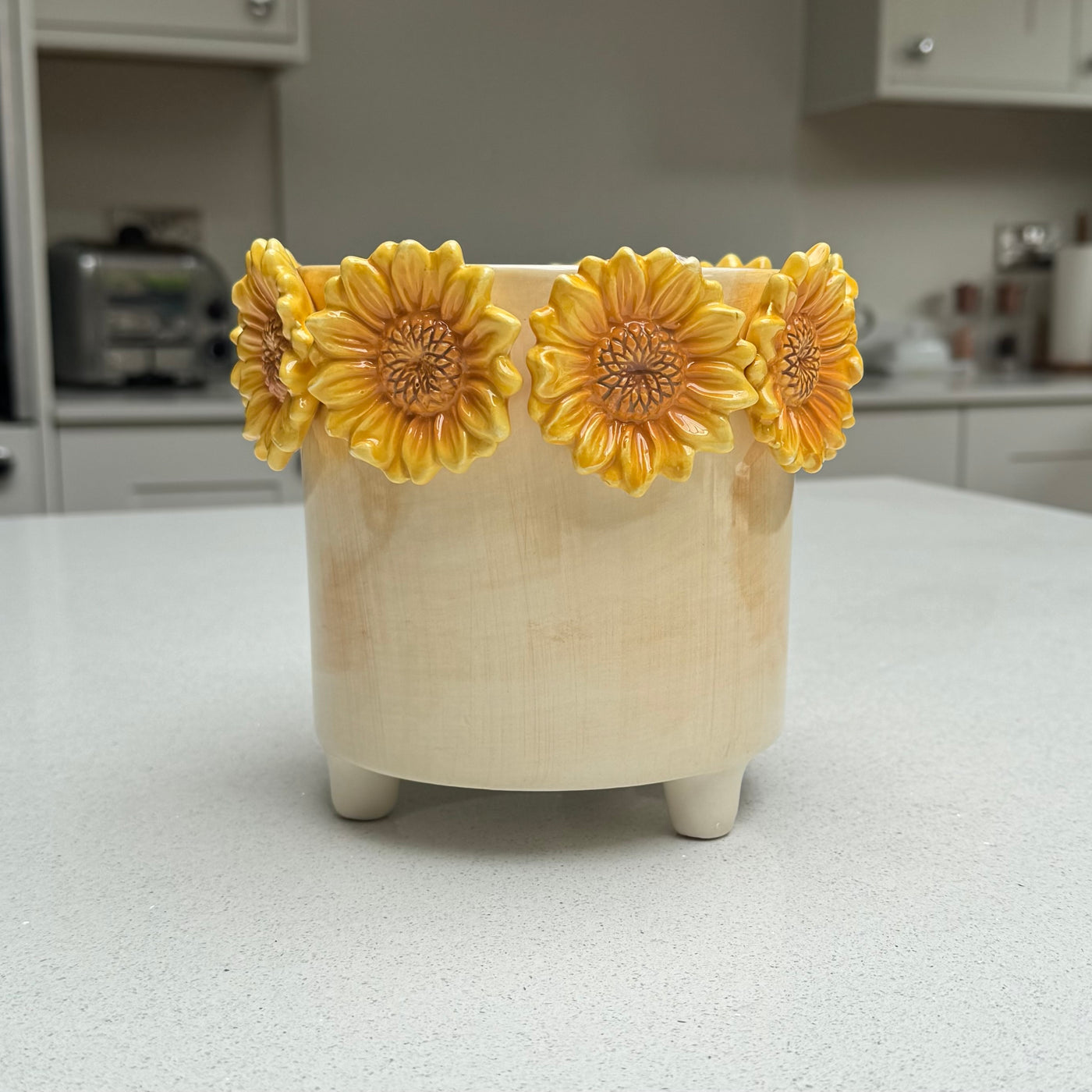 Handmade Textured Sunflower Ceramic Pot 13cm