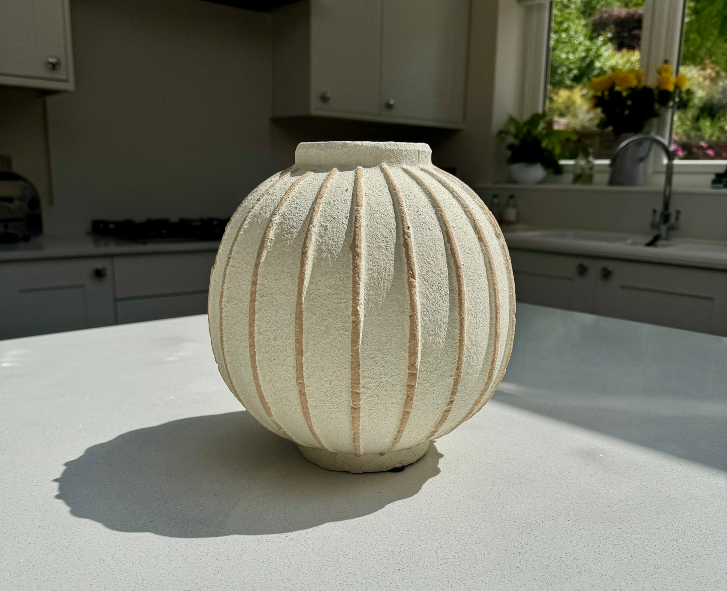 Marlow Textured Ribbed Ceramic Vase 25cm