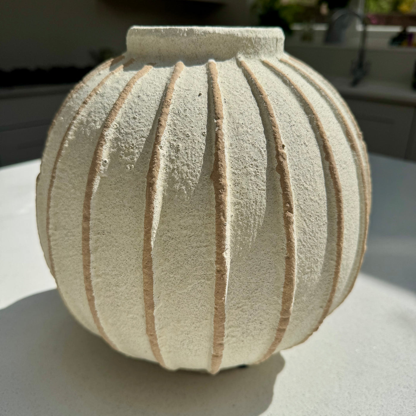 Marlow Textured Ribbed Ceramic Vase 25cm