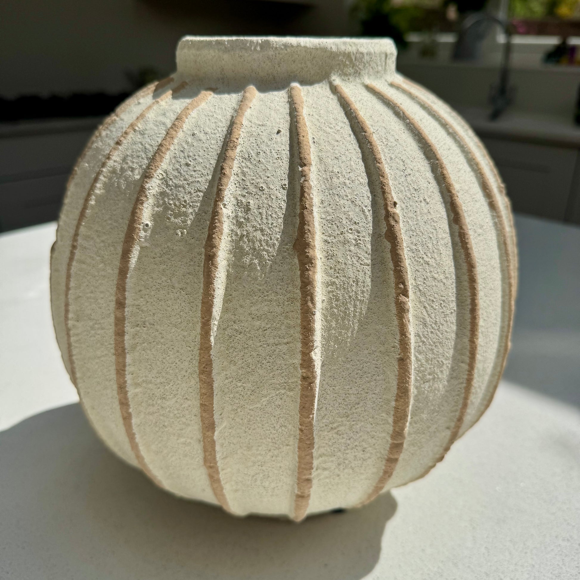 Marlow Textured Ribbed Ceramic Vase 25cm