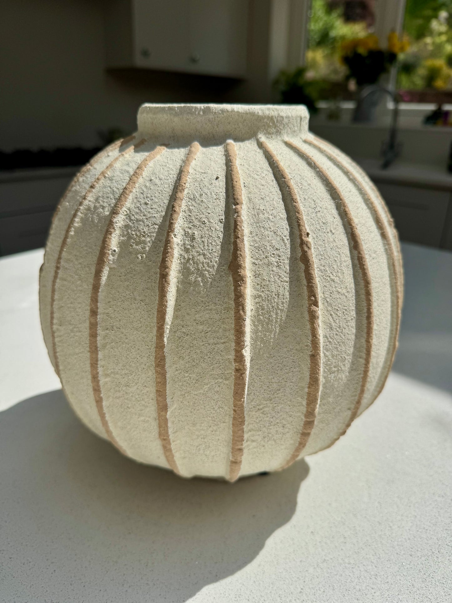 Marlow Textured Ribbed Ceramic Vase 25cm