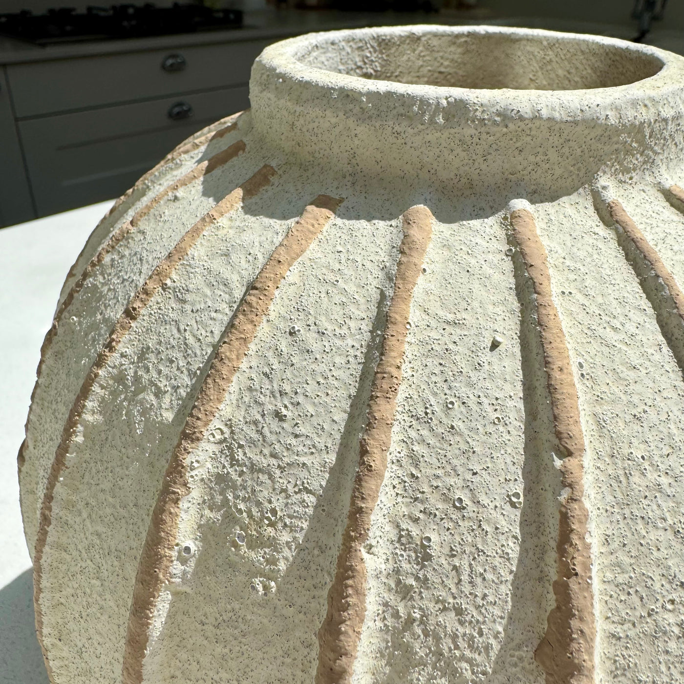 Marlow Textured Ribbed Ceramic Vase 25cm