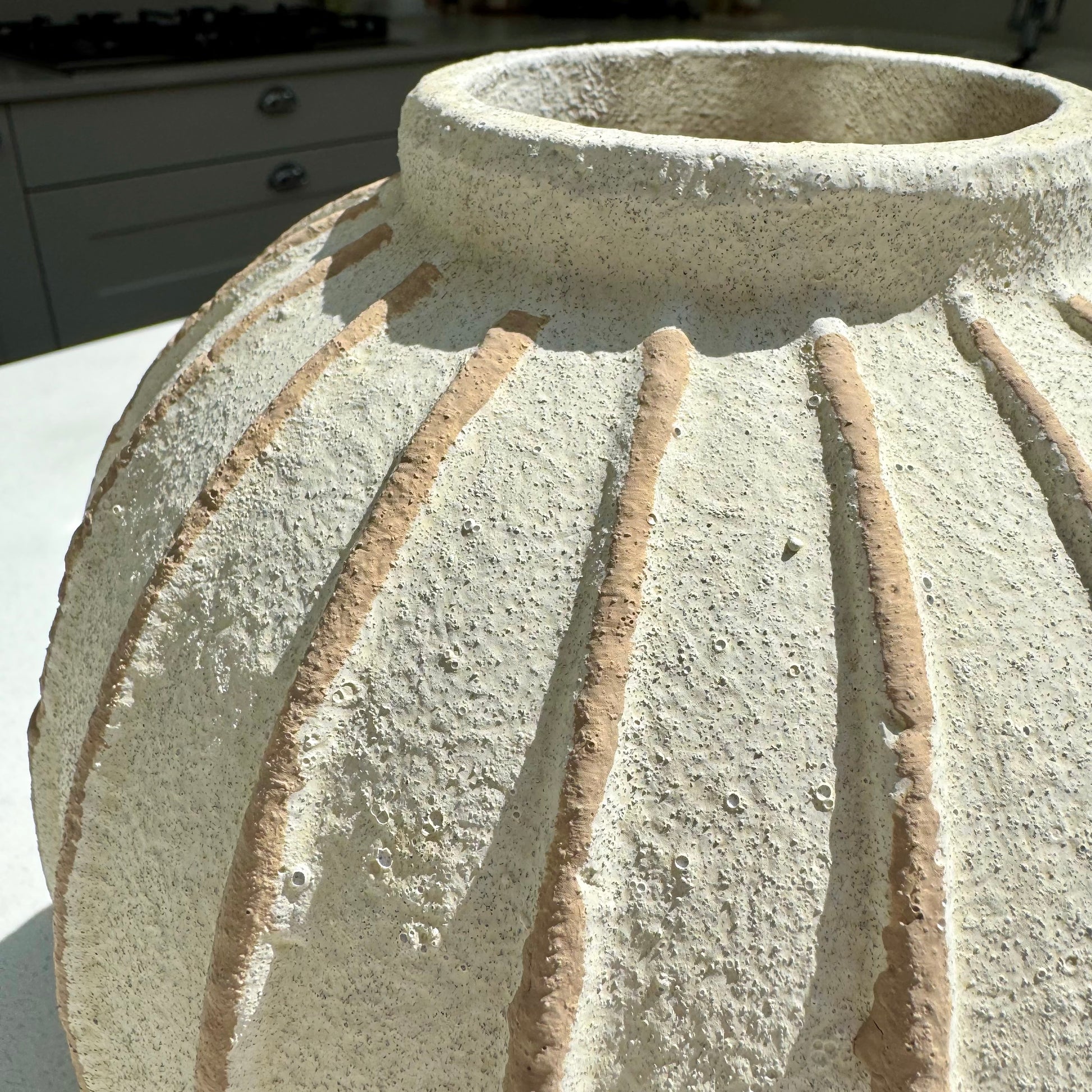 Marlow Textured Ribbed Ceramic Vase 25cm