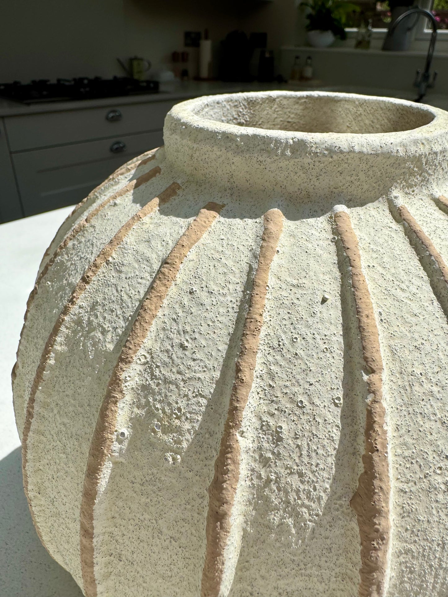 Marlow Textured Ribbed Ceramic Vase 25cm
