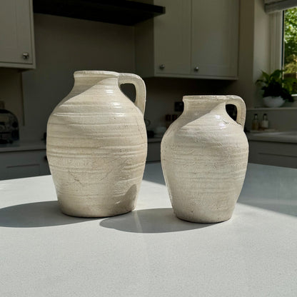 Large Ellie terracotta Jug Vase in Pale Ivory 28cm