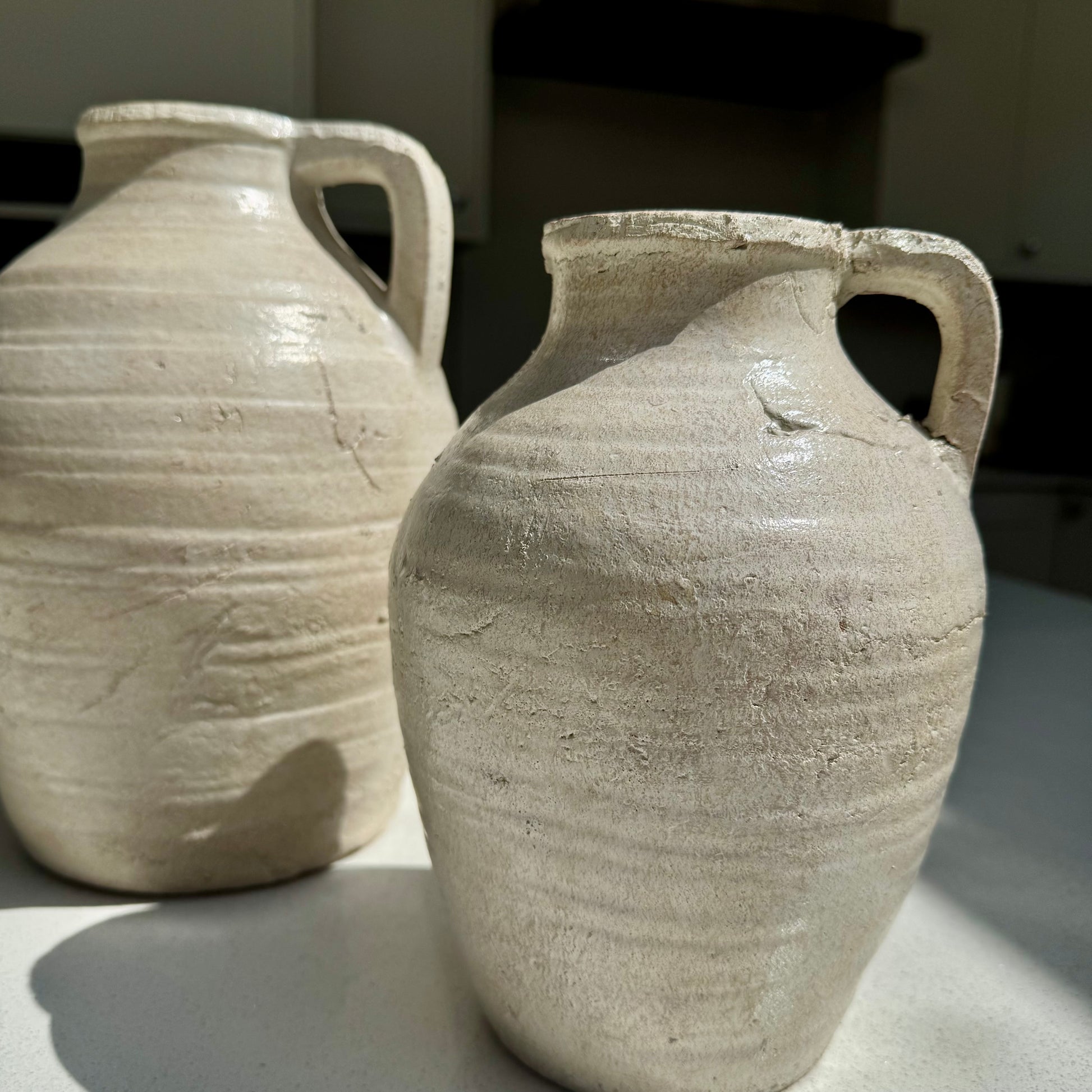 Large Ellie terracotta Jug Vase in Pale Ivory 28cm