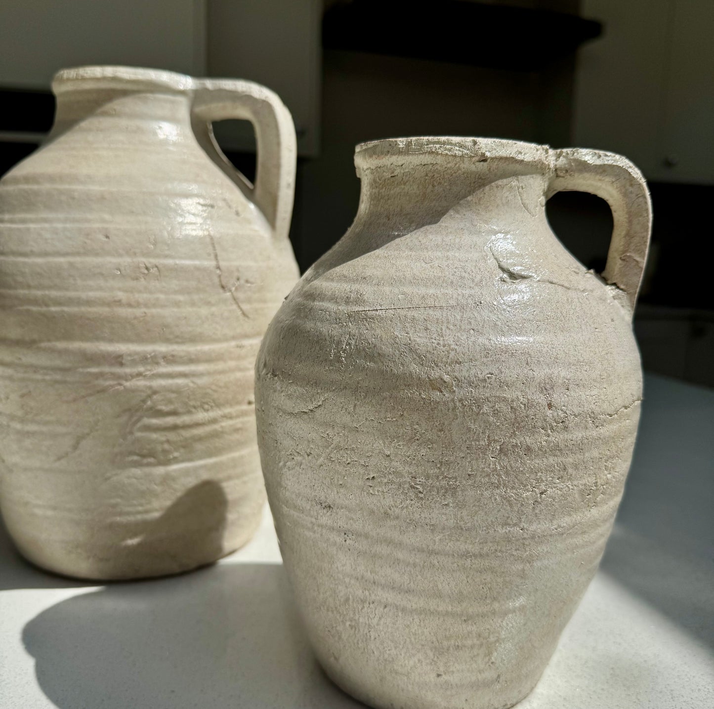 Medium Ellie Teracotta Jug Vase in Pale Ivory 23cm