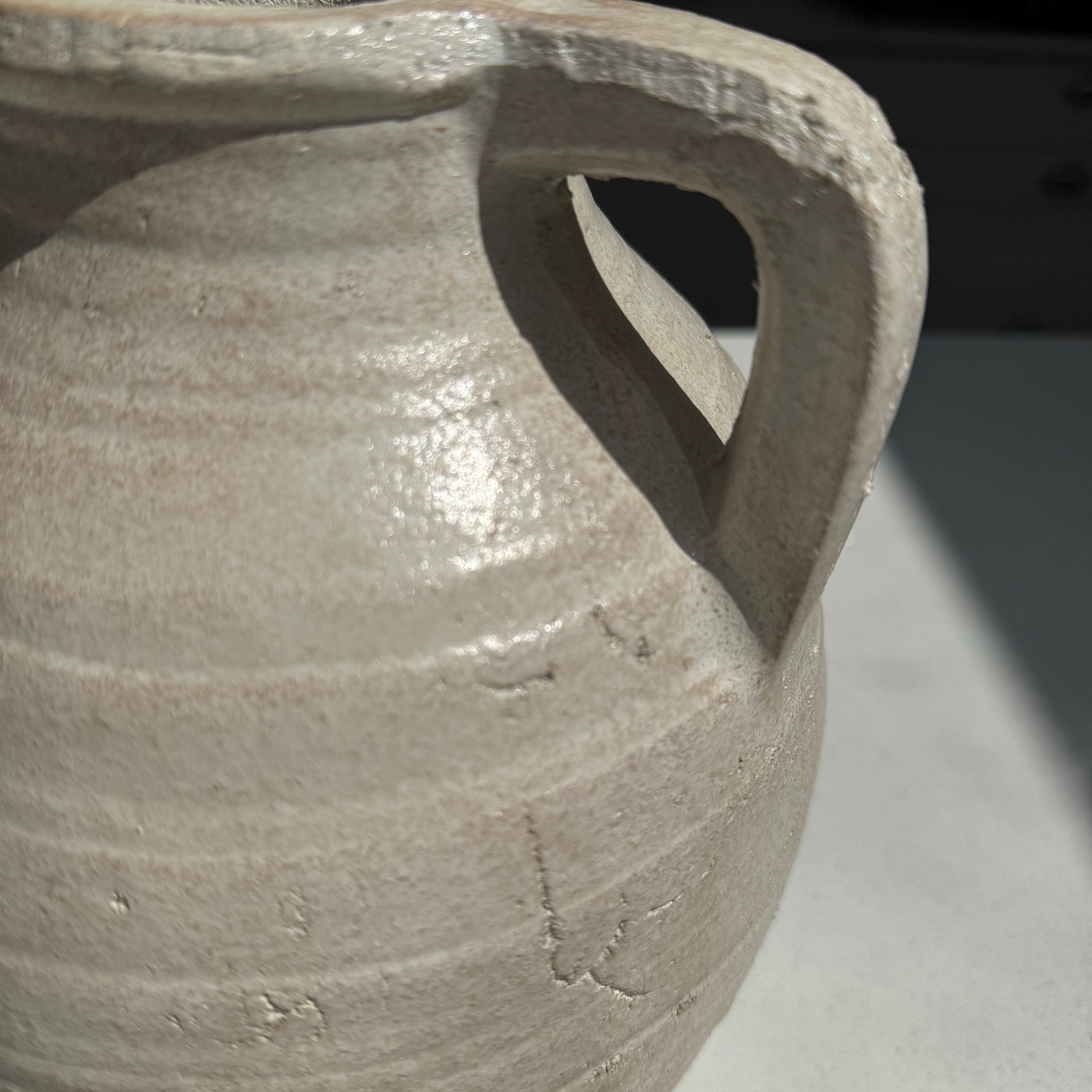 Large Ellie terracotta Jug Vase in Pale Ivory 28cm