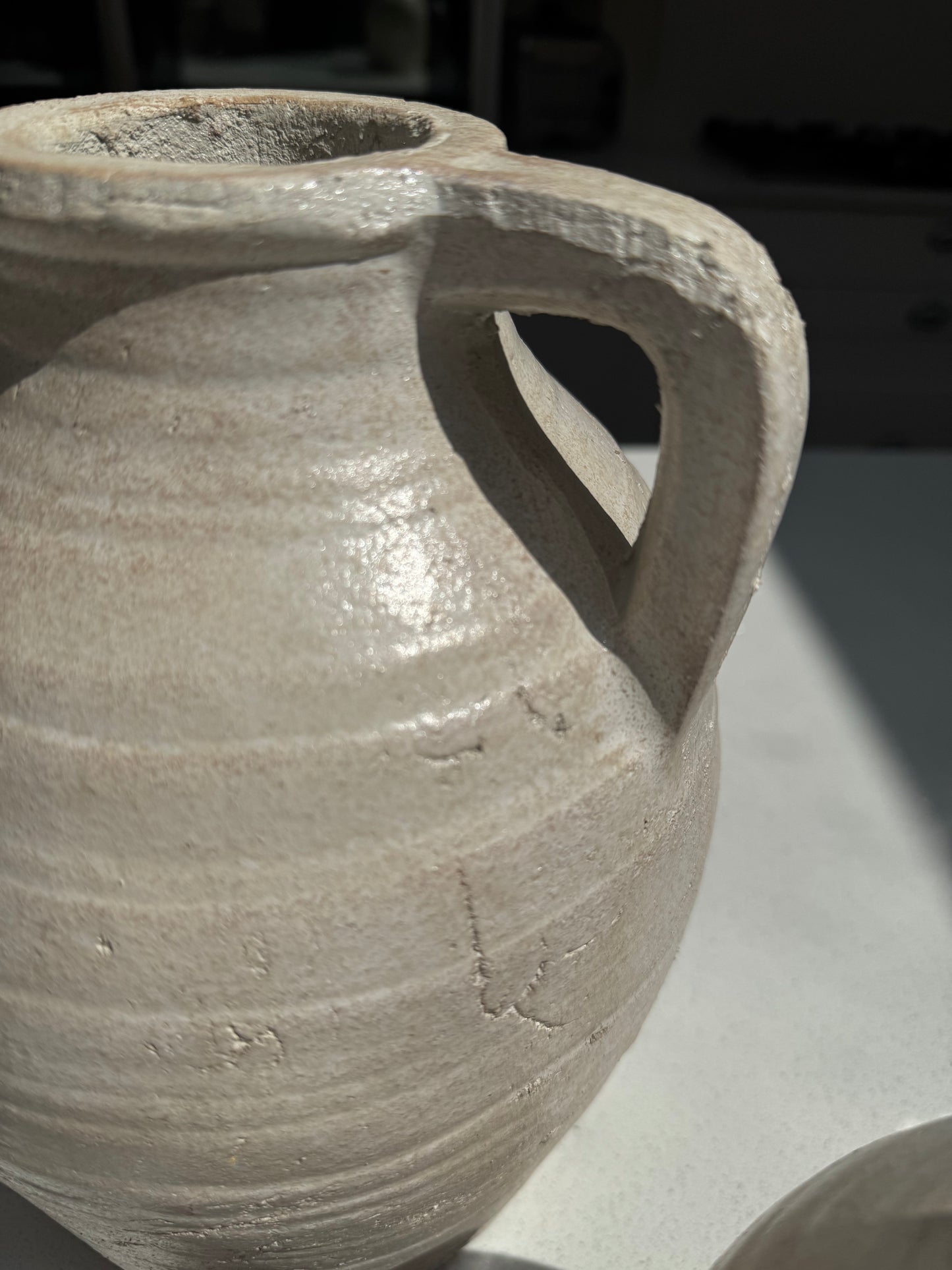 Large Ellie Teracotta Jug Vase in Pale Ivory 28cm