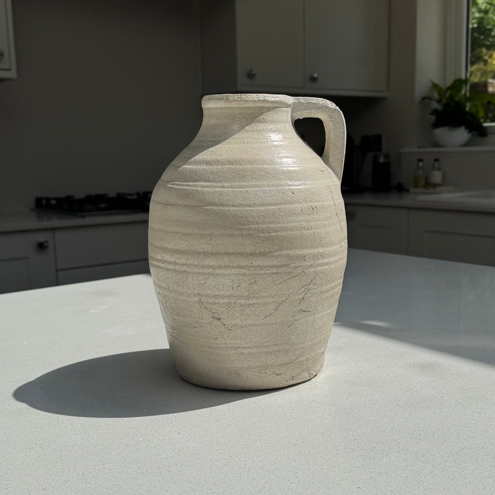 Large Ellie terracotta Jug Vase in Pale Ivory 28cm