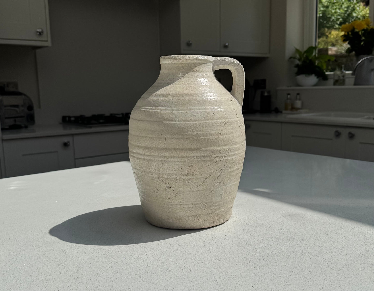 Large Ellie Teracotta Jug Vase in Pale Ivory 28cm