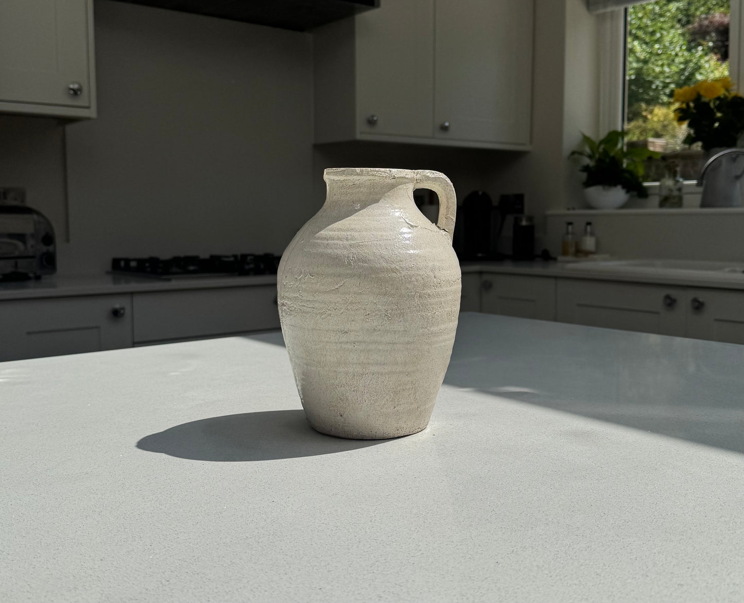 Medium Ellie Teracotta Jug Vase in Pale Ivory 23cm