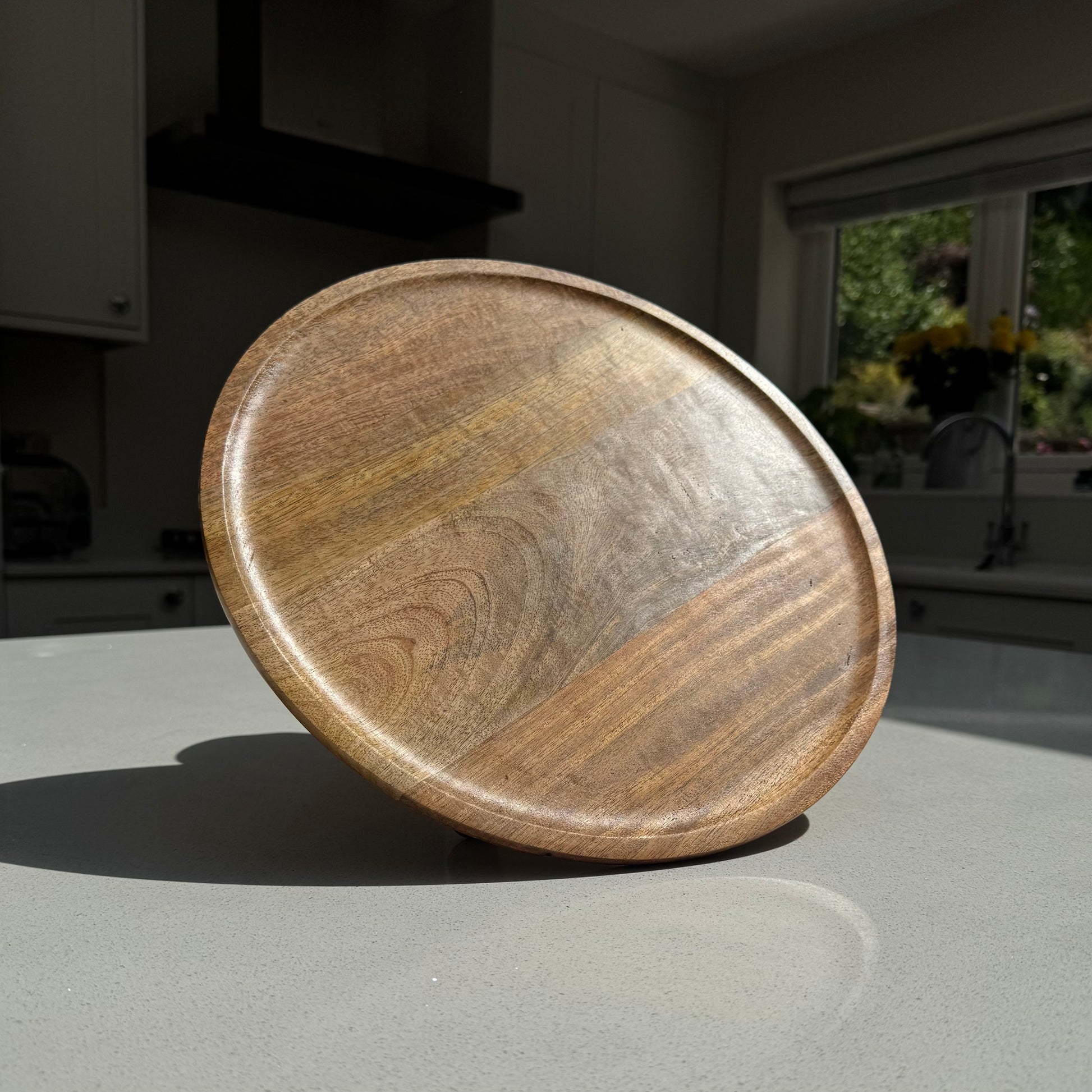 Alderley Round Wooden Footed Display Tray 35cm