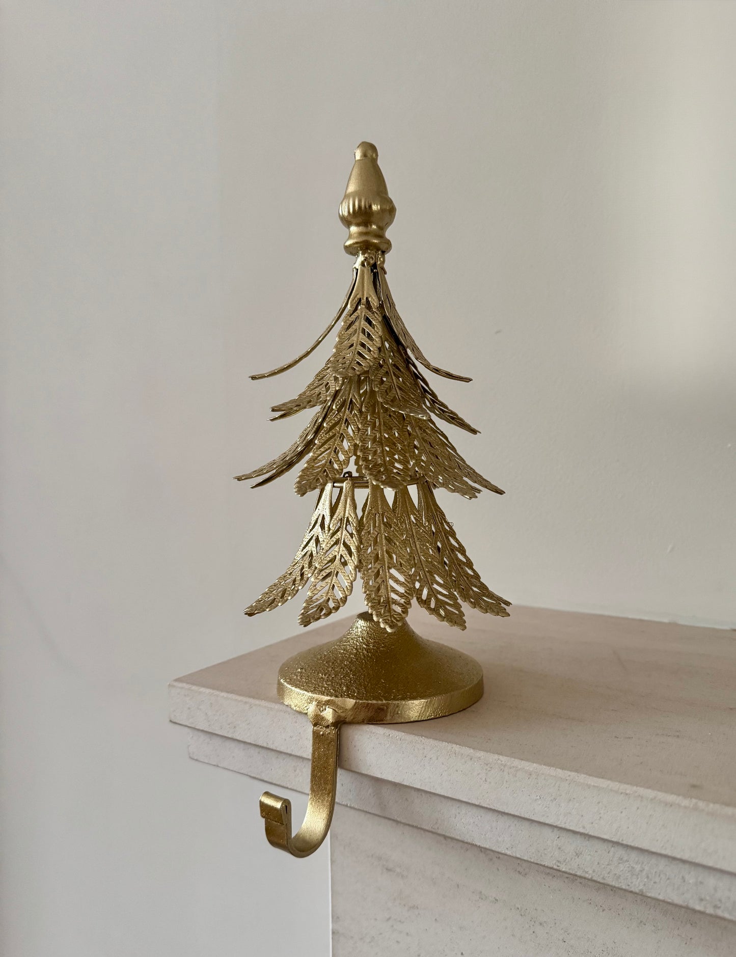 Gilded Gold Metal Christmas Tree Stocking Hanger 23cm
