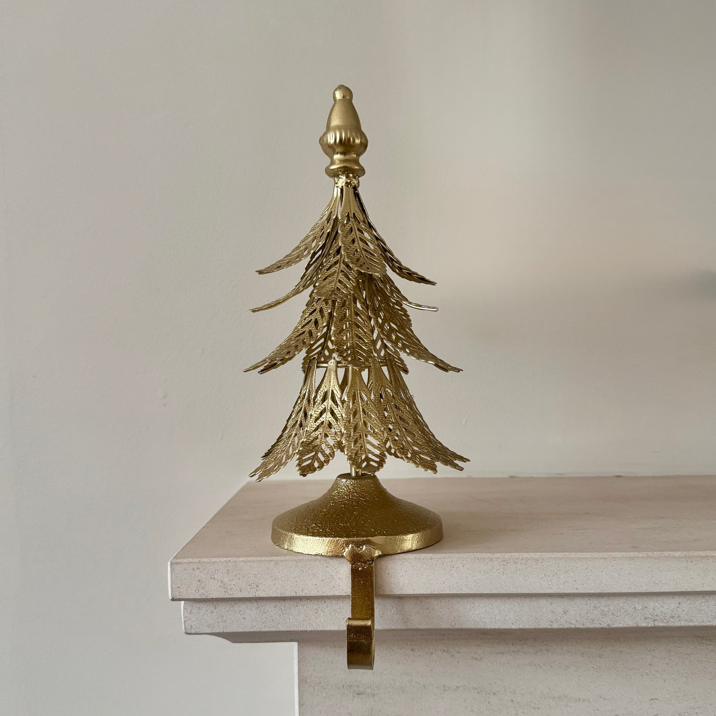 Gilded Gold Metal Christmas Tree Stocking Hanger 23cm