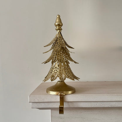Gilded Gold Metal Christmas Tree Stocking Hanger 23cm