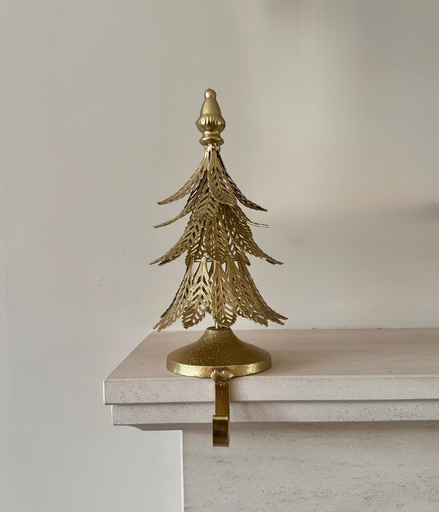 Gilded Gold Metal Christmas Tree Stocking Hanger 23cm