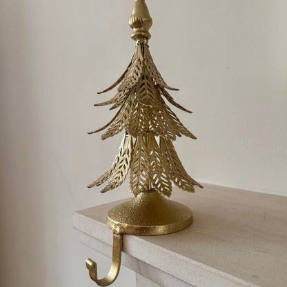 Gilded Gold Metal Christmas Tree Stocking Hanger 23cm