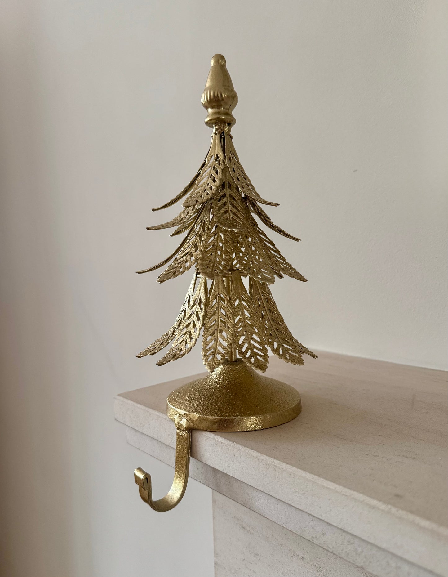 Gilded Gold Metal Christmas Tree Stocking Hanger 23cm