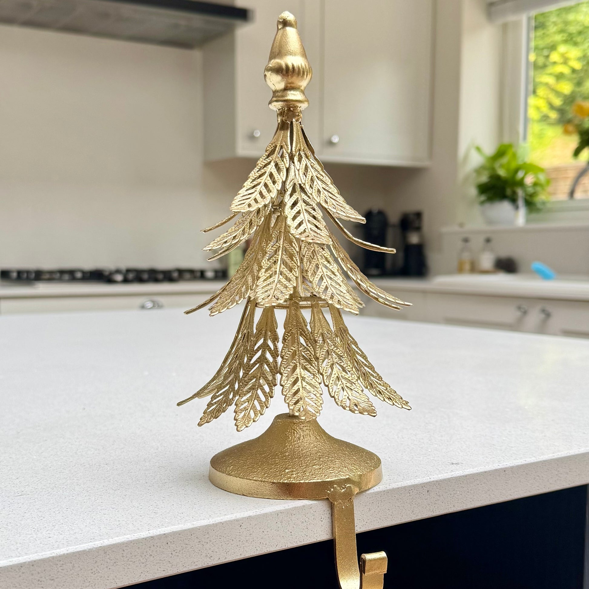 Gilded Gold Metal Christmas Tree Stocking Hanger 23cm
