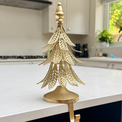 Gilded Gold Metal Christmas Tree Stocking Hanger 23cm