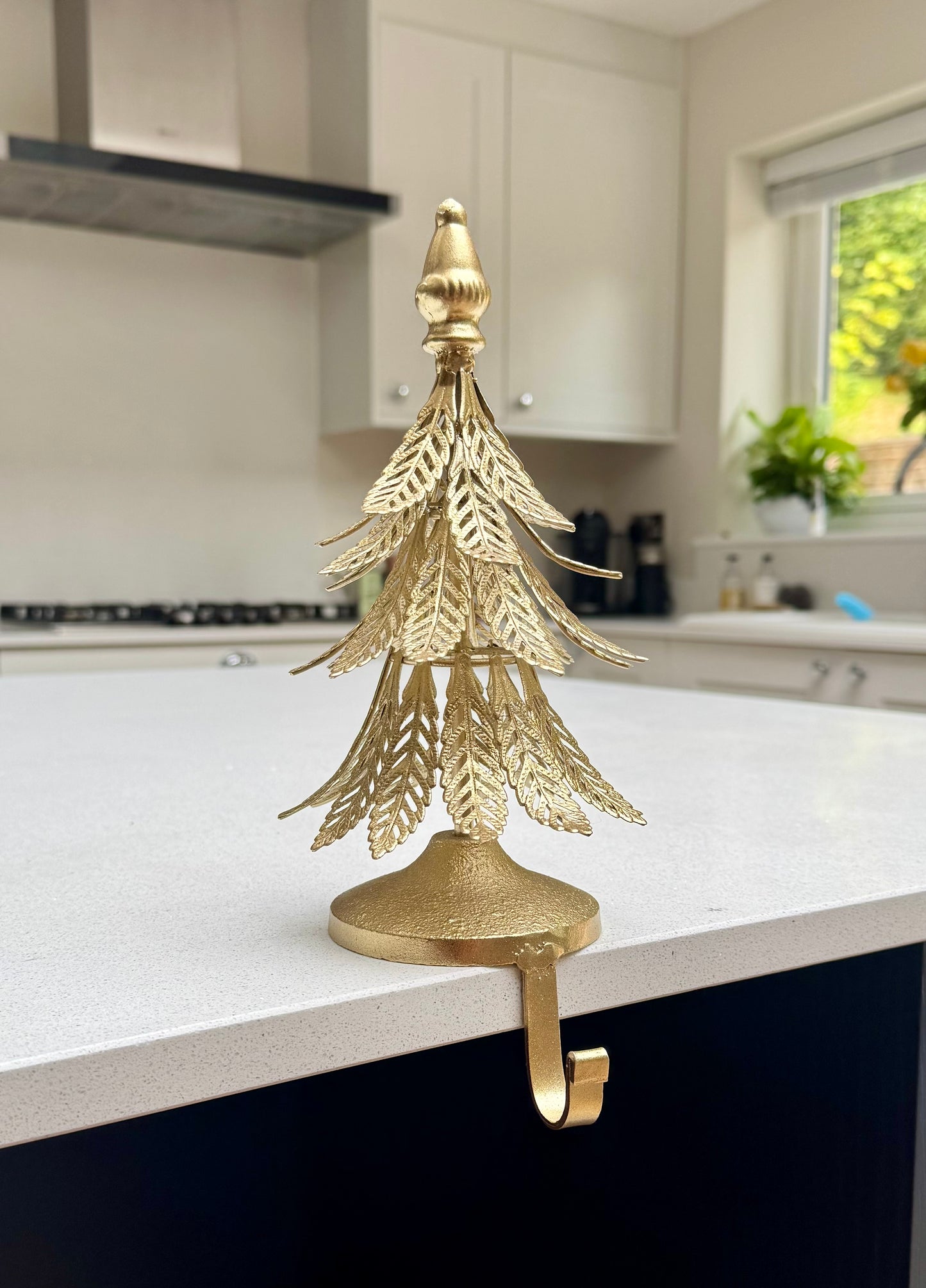 Gilded Gold Metal Christmas Tree Stocking Hanger 23cm