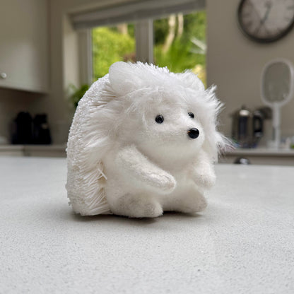 White Faux Fur Hedgehog Ornament 14cm