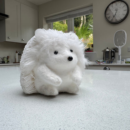 White Faux Fur Hedgehog Ornament 14cm