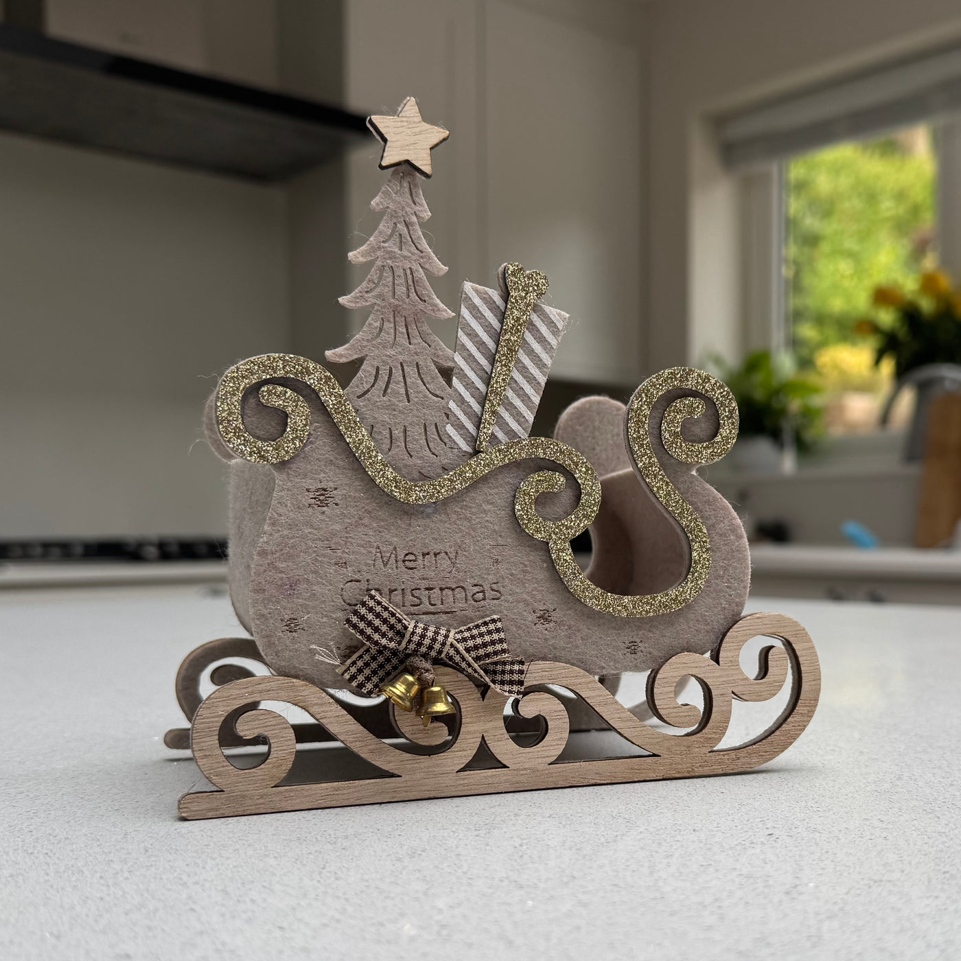 Merrywood Felt Christmas Sleigh Decoration – 21cm