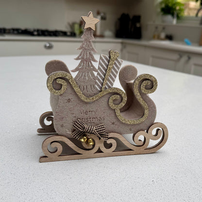 Merrywood Felt Christmas Sleigh Decoration – 21cm