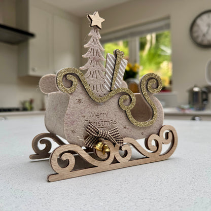 Merrywood Felt Christmas Sleigh Decoration – 21cm