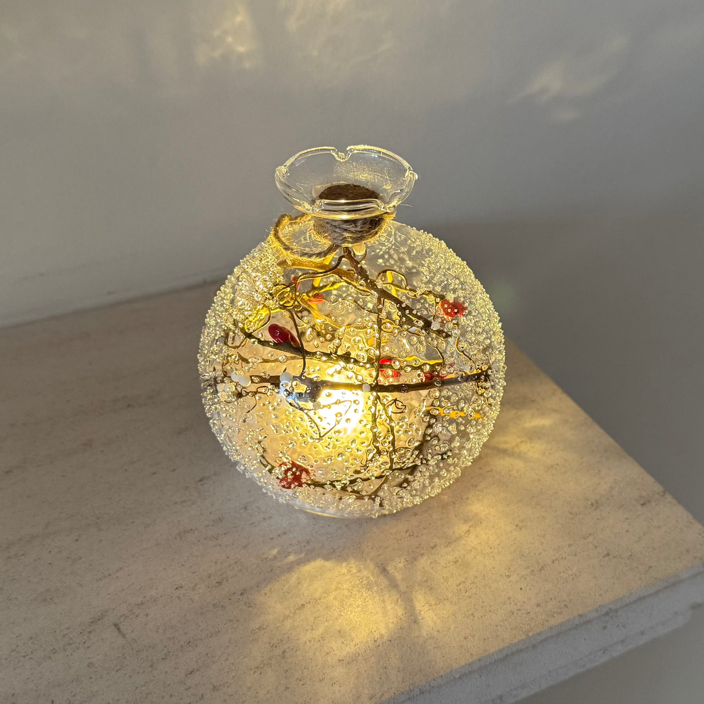 Winterberry light-up glass decoration for festive displays