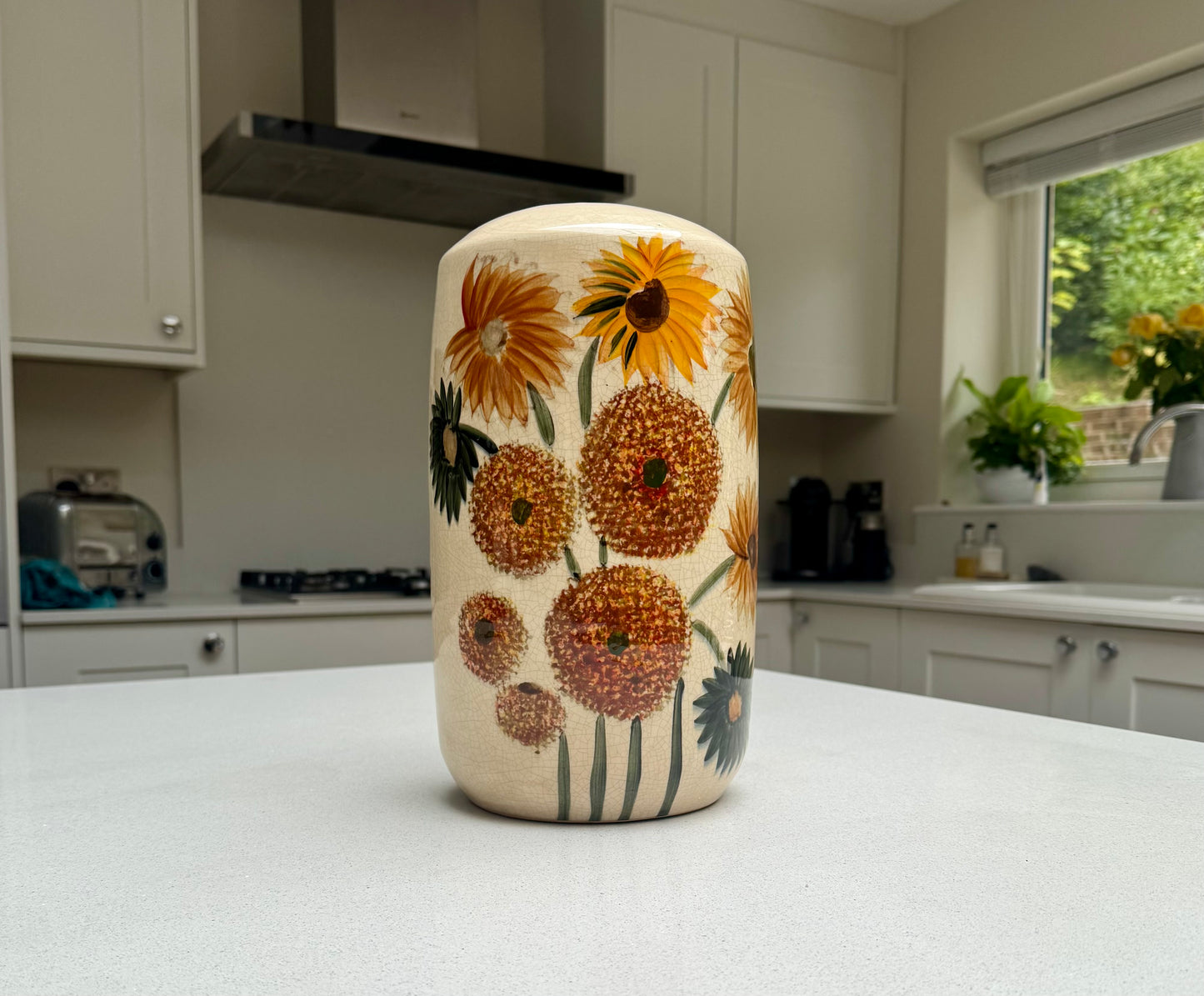Sunvale Sunflower Crackle Glaze Ceramic Vase – 30.5cm