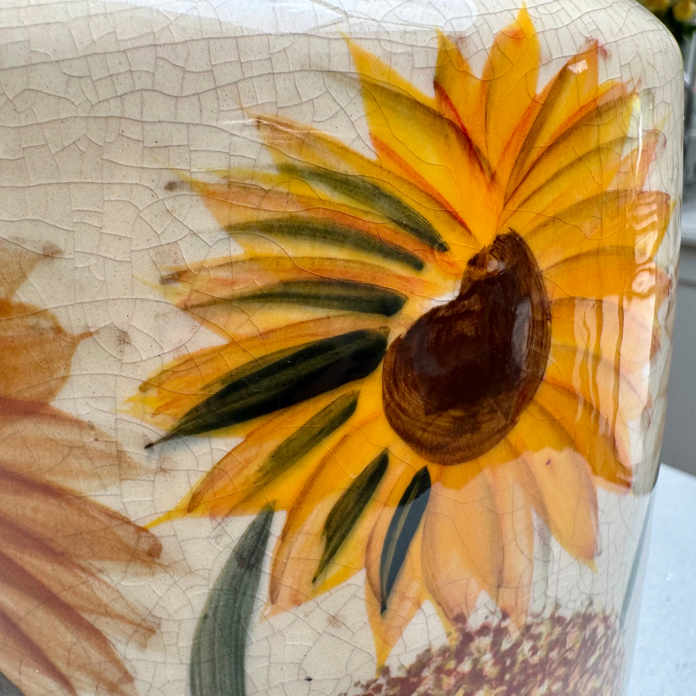 Sunvale Sunflower Crackle Glaze Ceramic Vase – 30.5cm