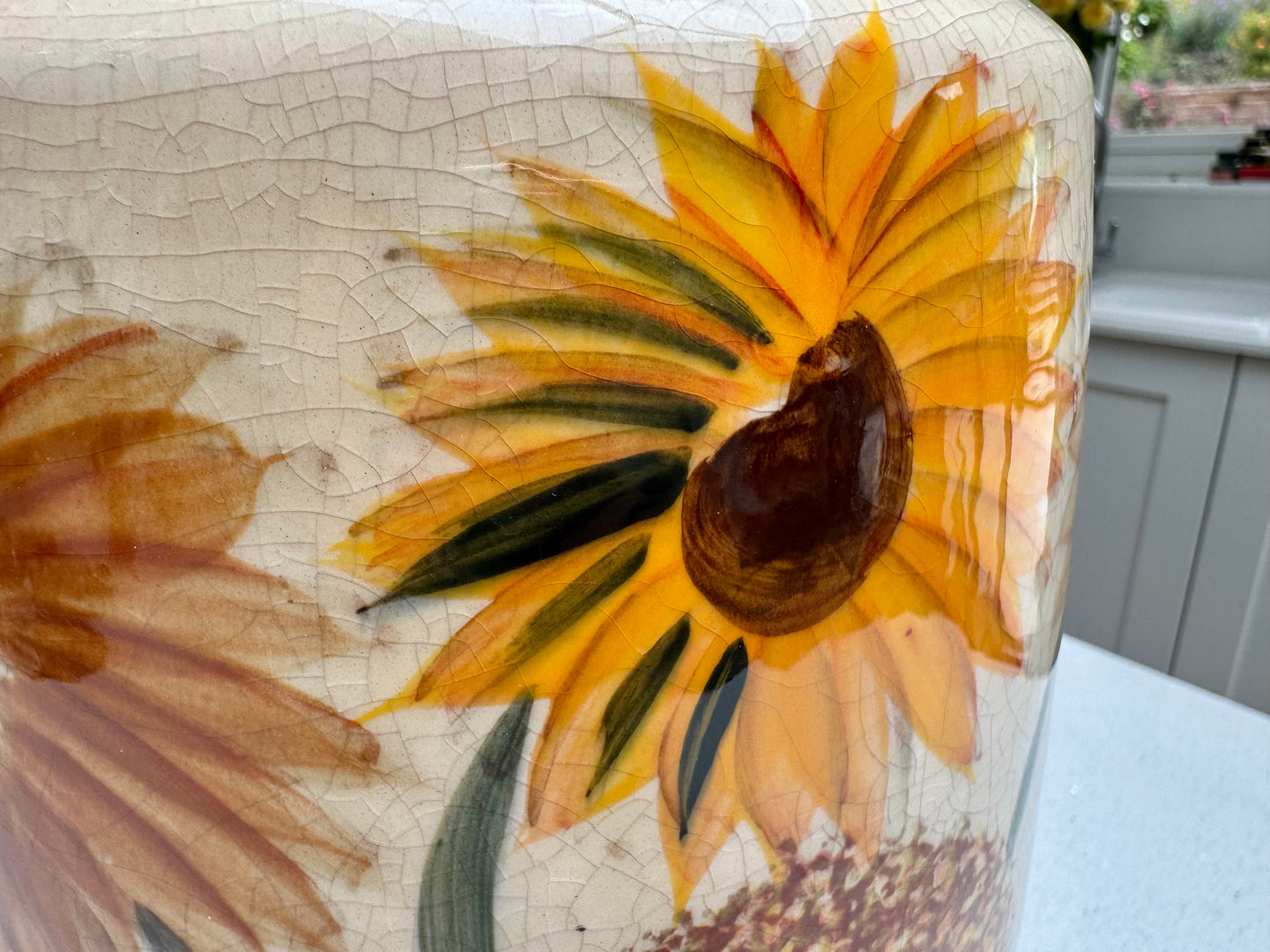 Sunvale Sunflower Crackle Glaze Ceramic Vase – 30.5cm