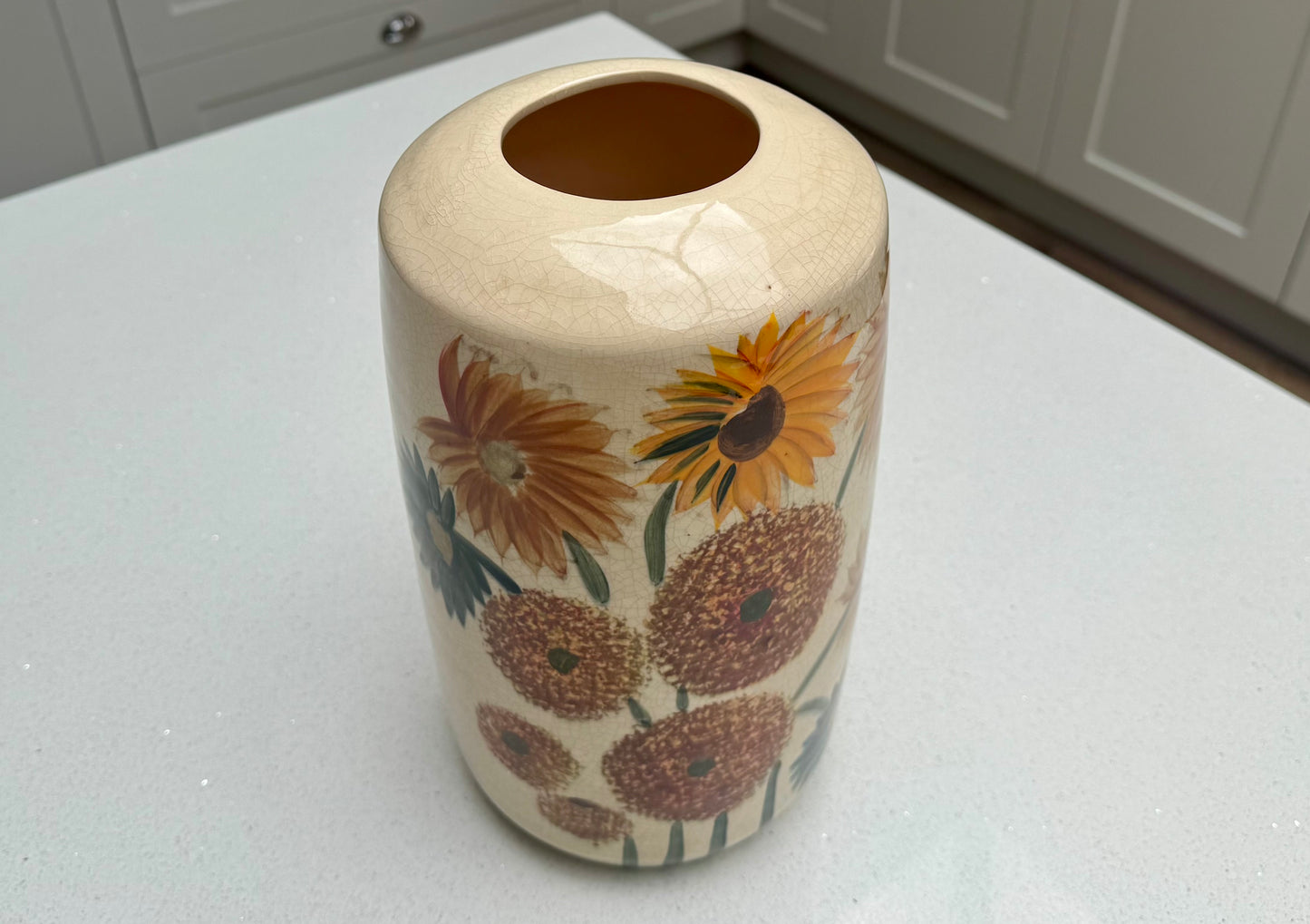 Sunvale Sunflower Crackle Glaze Ceramic Vase – 30.5cm