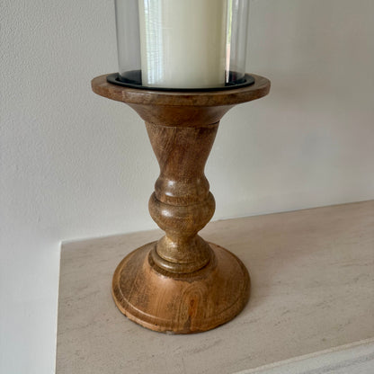 Alderley 35cm wooden pillar candle holder for country interiors