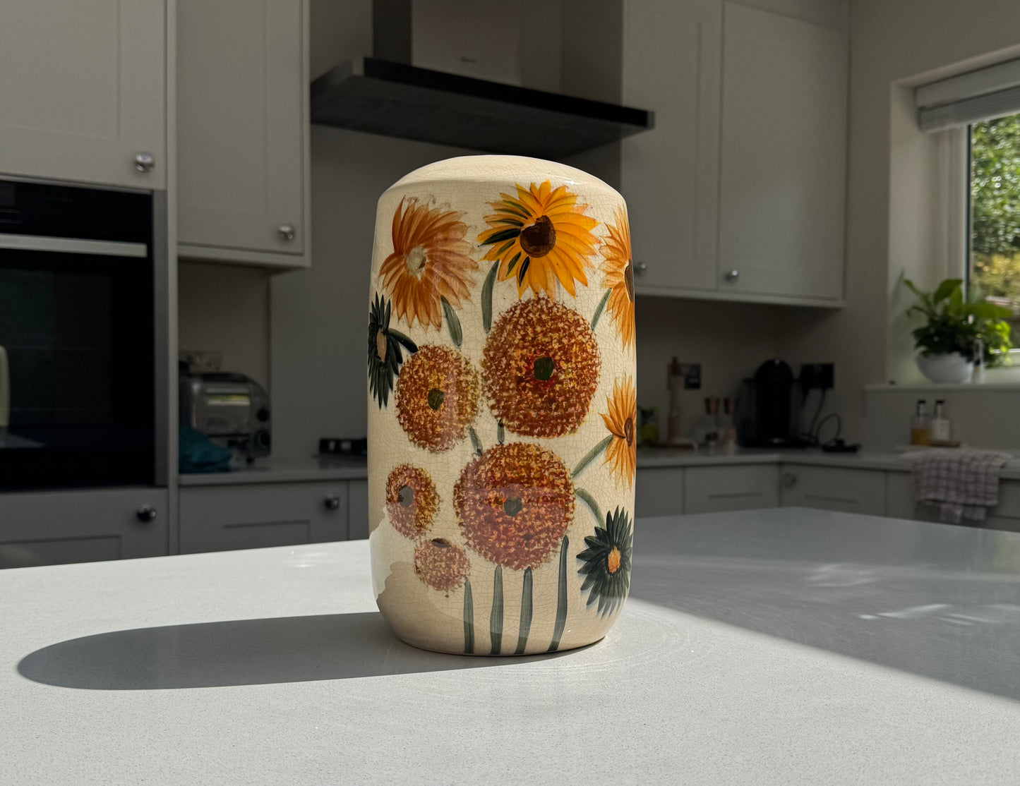 Sunvale Sunflower Crackle Glaze Ceramic Vase – 30.5cm