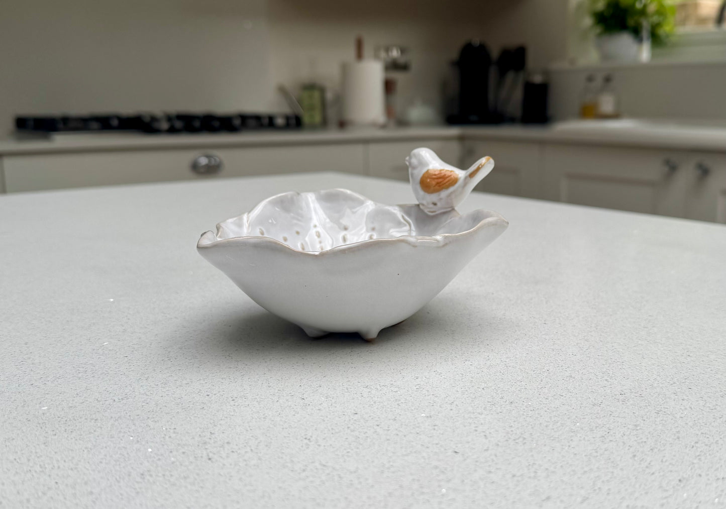 Meadow Song Bird & Flower Ceramic Trinket Dish – 15cm
