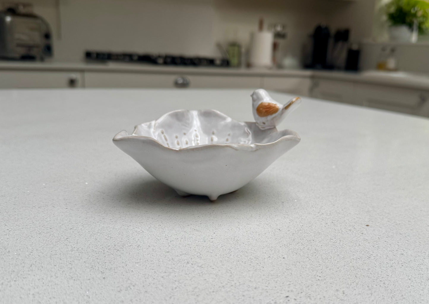 Meadow Song Bird & Flower Ceramic Trinket Dish – 15cm