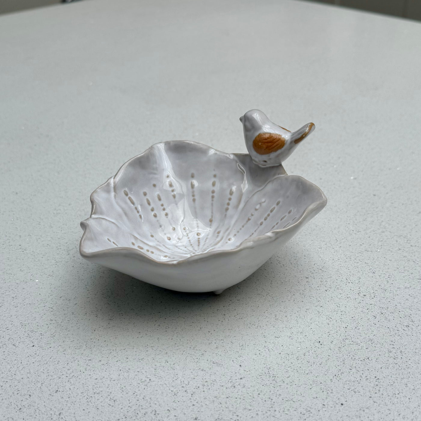 Meadow Song Bird & Flower Ceramic Trinket Dish – 15cm