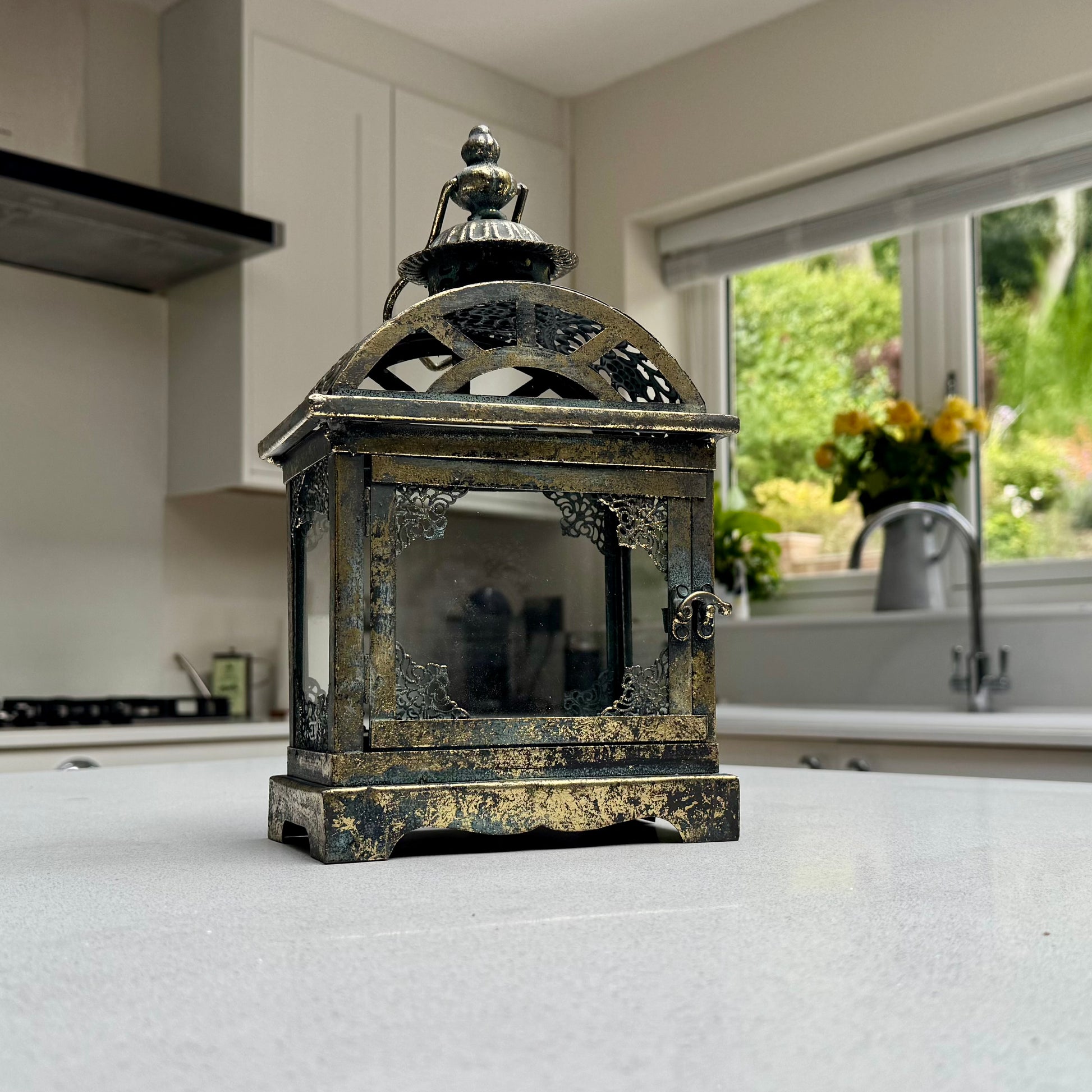 Rothbury 30cm antique gold and bronze candle lantern