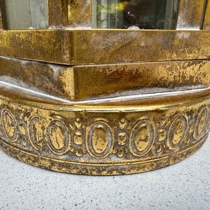 Alnwick Ornate Antique Gold Glass & Metal Candle Lantern – 40cm