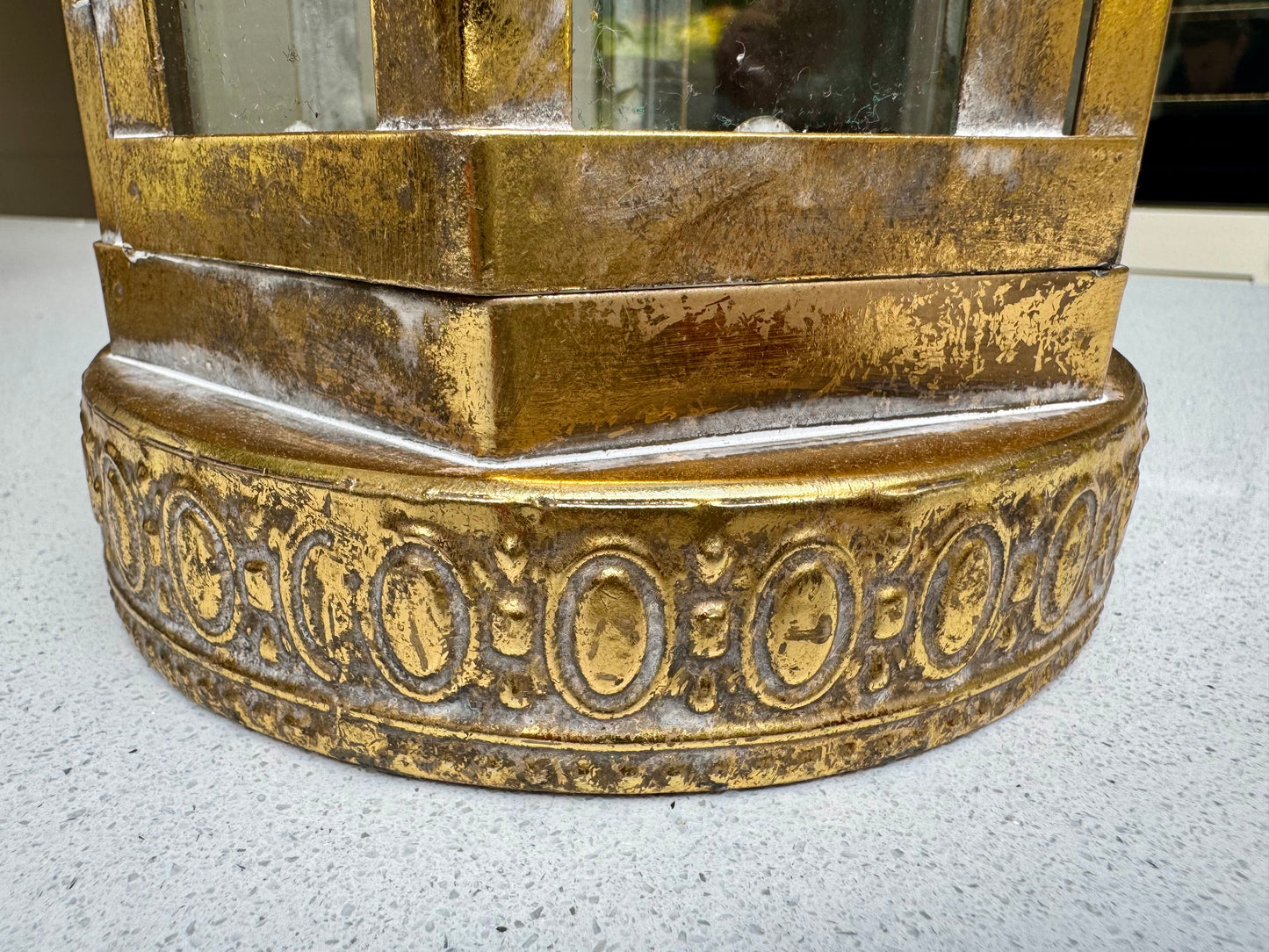 Alnwick Ornate Antique Gold Glass & Metal Candle Lantern – 40cm