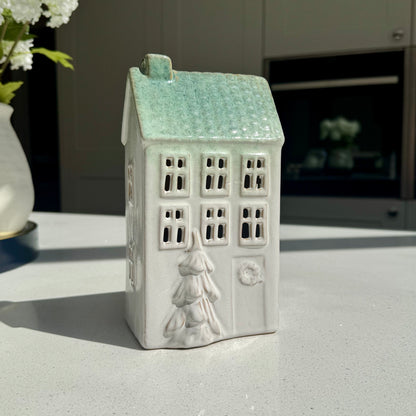 Ceramic Light-Up Christmas Houses with Green Roof