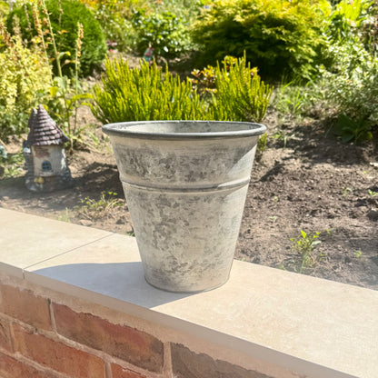 Upcycled Zinc Metal Planter Pot 23cm