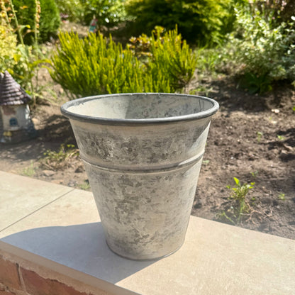 Upcycled Zinc Metal Planter Pot 23cm