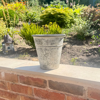 Upcycled Zinc Metal Planter Pot 23cm