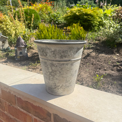 Upcycled Zinc Metal Planter Pot 23cm
