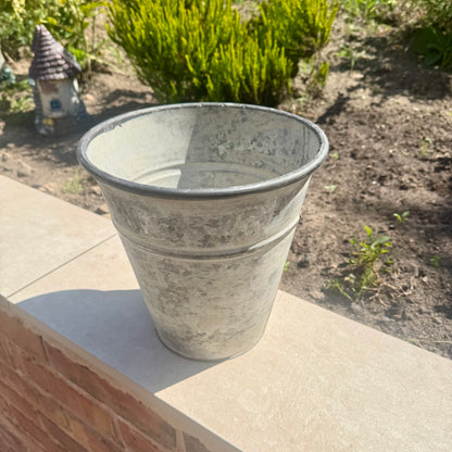 Upcycled Zinc Metal Planter Pot 23cm